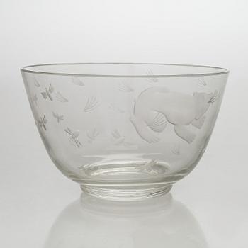Arttu Brummer, A glass bowl signed  A. Brummer -35 Oy Riihimäki.