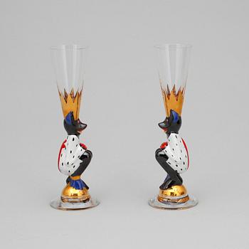 SNAPSGLAS, 2 st. Design Gunnar Cyrén ur Nobelservisen. Orrefors.