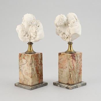 Jean-Antoine Houdon, afteer. A pair. Parian.