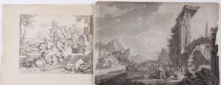 KOPPARSTICK ,33 st, bla efter J. Bourdon, 1700-1800-tal.