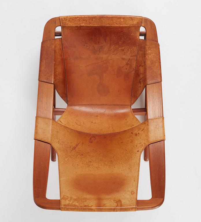 Arne Tideman Ruud, a teak and natural brown leather 'Holmenkollen' chair, AS Inventar/ Norcraft, Gjövik Norway, 1950s-1960s.