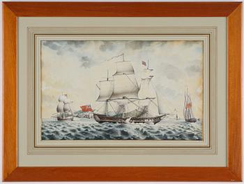 R Freeman, 17th/18th century  The frigate "Dutton" at Dover.