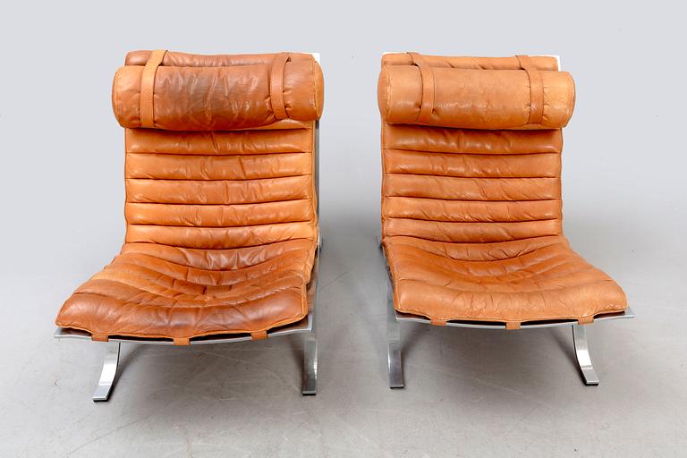 Arne Norell, a pair of "Ari" leather easy chairs 1960/70s.