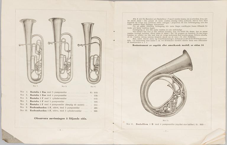 A metal french horn, probably 1936.