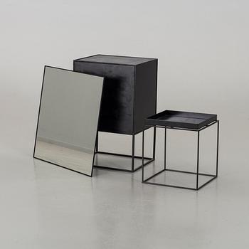 MOGENS LASSEN, SKÅP "Frame 49 kub", SPEGEL "View" samt BRICKBORD. 2000-tal.