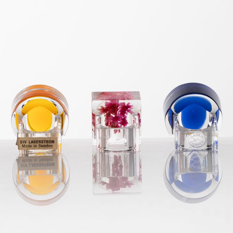 Siv Lagerström, three rings, acrylic plastic. 1970s.