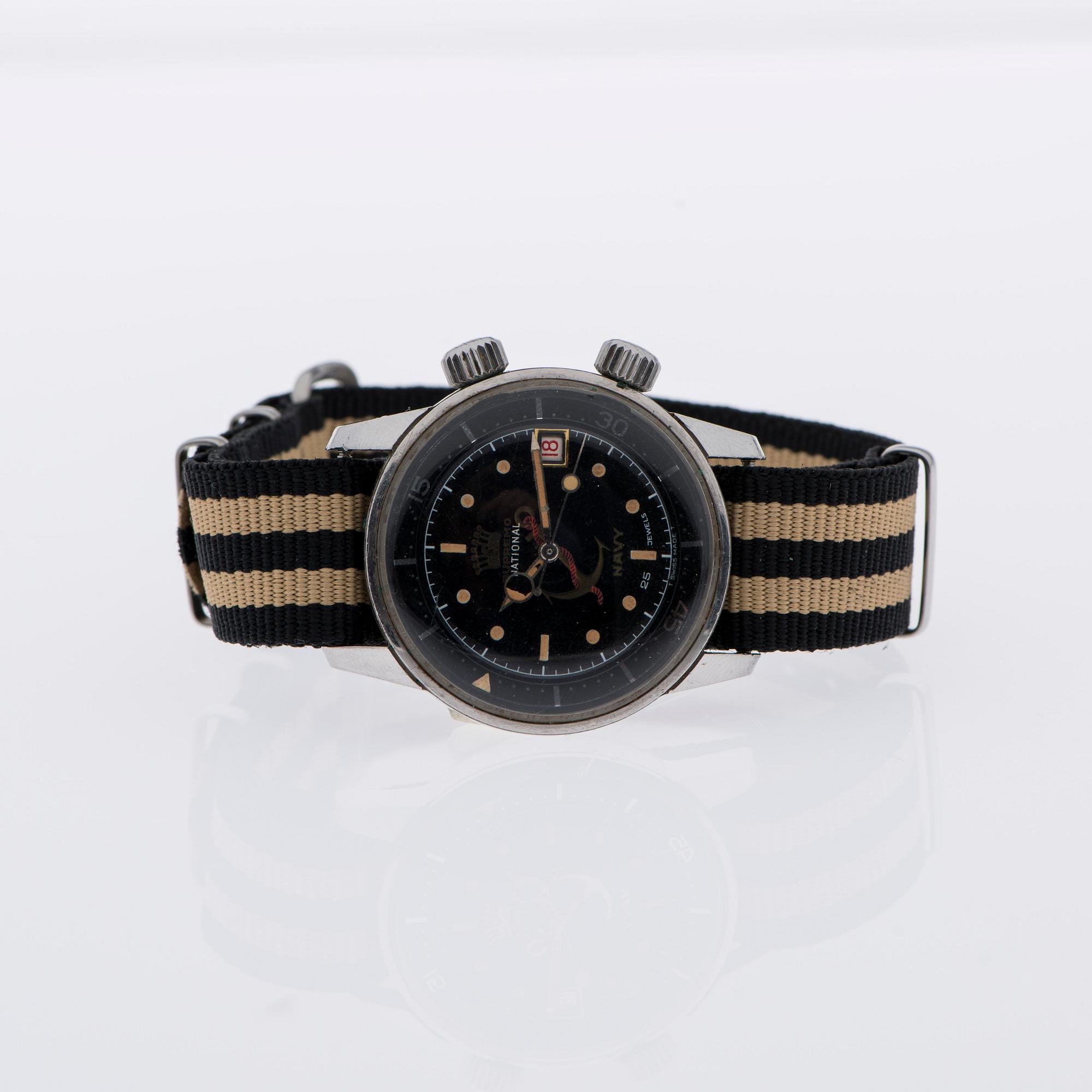 ARMBANDSUR, herr, Supremo National NAVY, stål. 1960-tal.