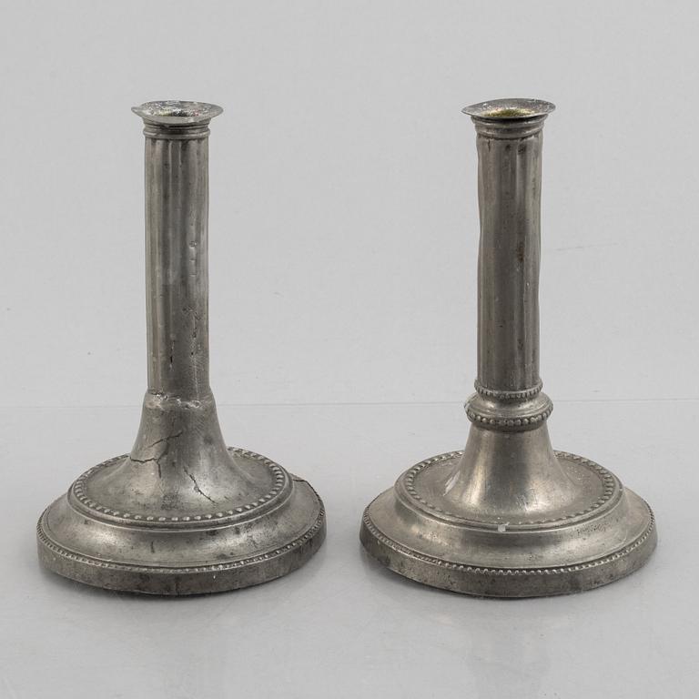 A pair of pewter candle sticks by Mathias Rundquist (active 1778-1820/35), Karlskrona, Sweden.