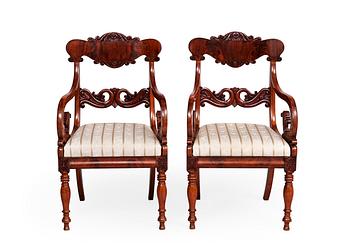 495. A PAIR OF ARMCHAIRS.