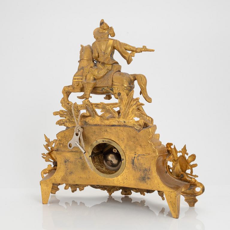 A gilt zink mantel clock, late 19th Century.