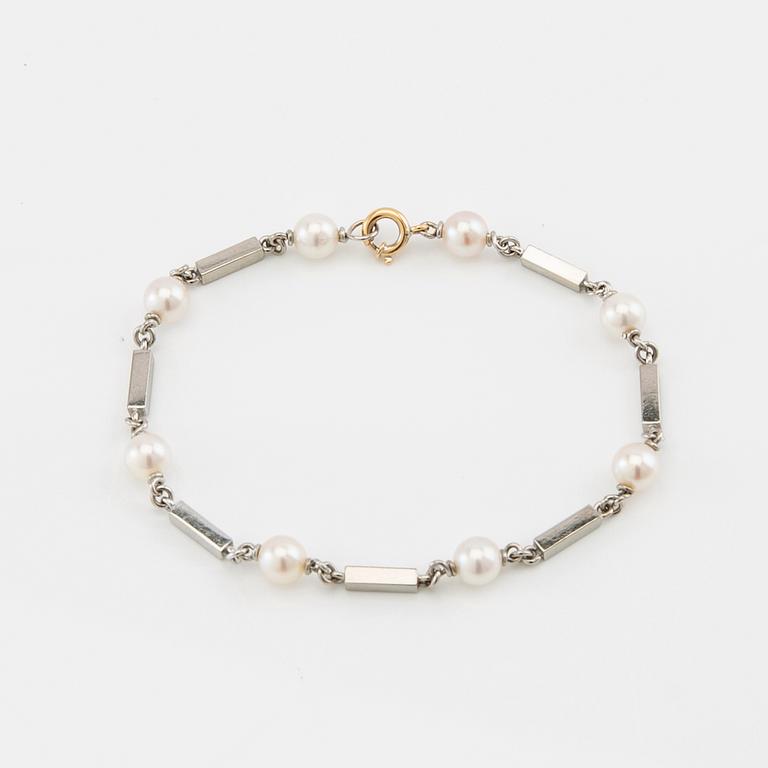 Bracelet 18K white gold with cultured pearls, Gothenburg 1959.