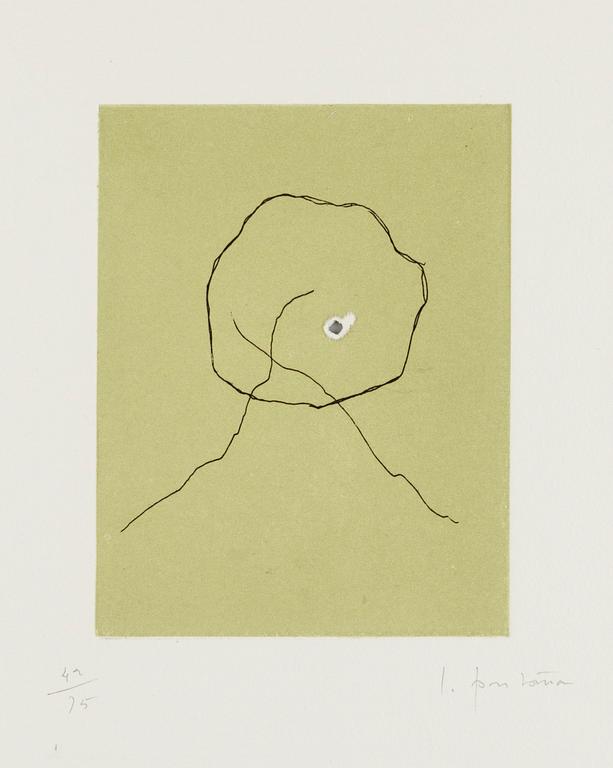 Lucio Fontana, "Dix eaux-fortes. L'Épée dans l'eau" (Alain Jouffroy), from the series; "Antologia internazionale dell'incisione contemporanea".