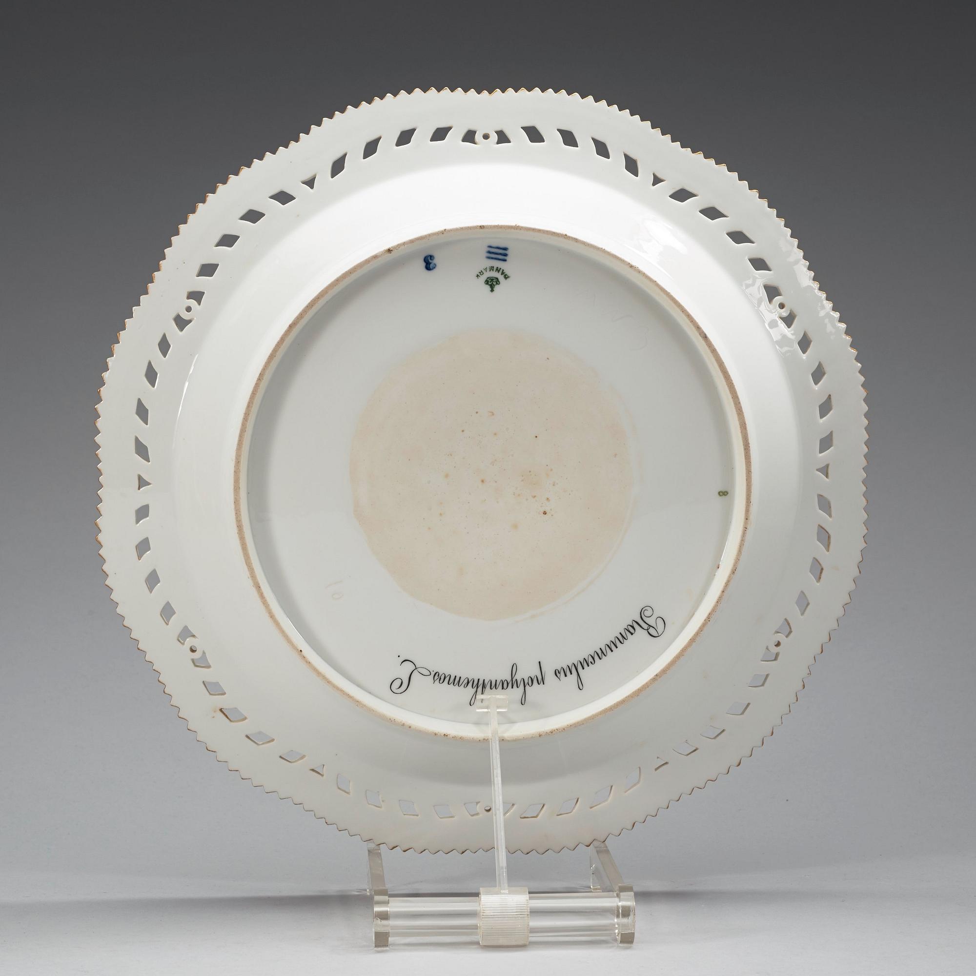 A set of three Royal Copenhagen 'Flora Danica' serving dishes and a sauce boat, Denmark, 20th Century.