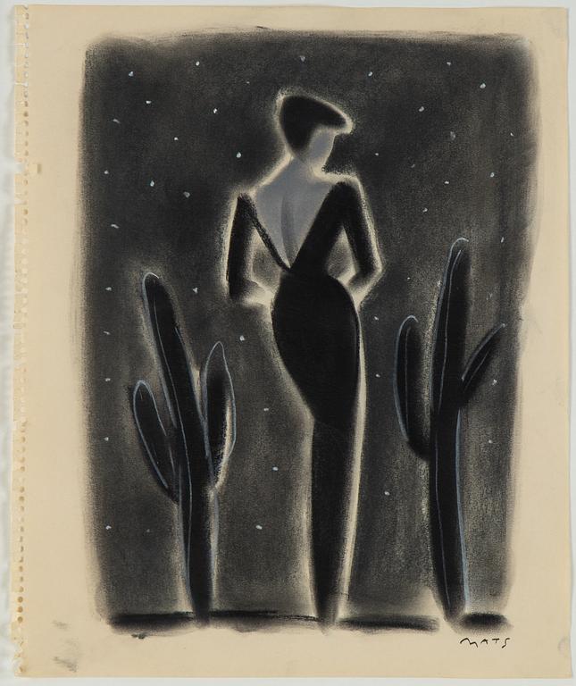 Mats Gustafson, pastell på papper, signerad.