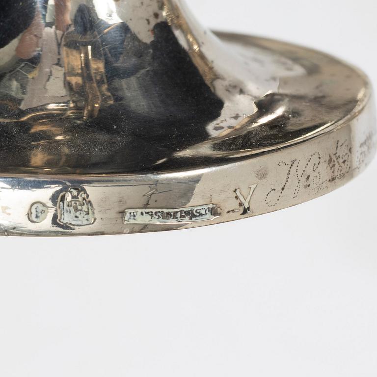 Olaus Hasselquist, a pair of silver night candle sticks, Sweden, 1781.