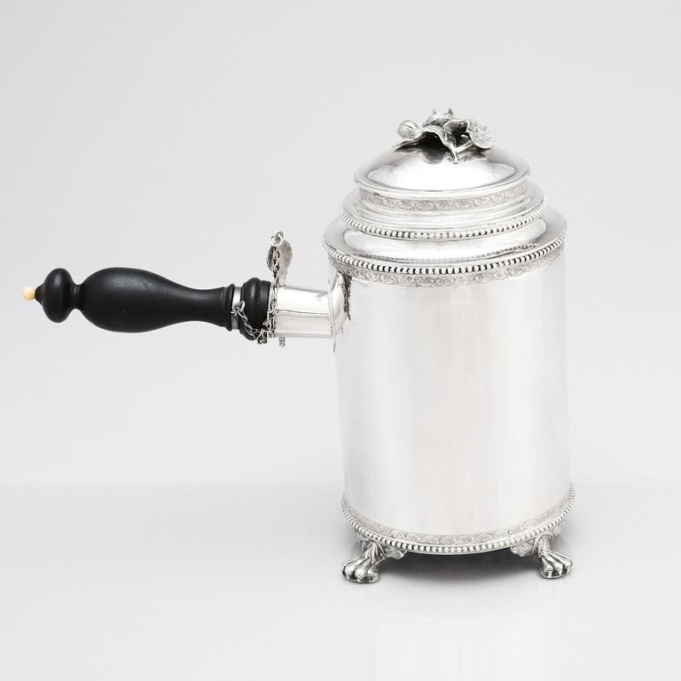 A Swedish Gustavian 18th century silver coffee-pot, mark of Petter Eneroth, Stockholm 1790.