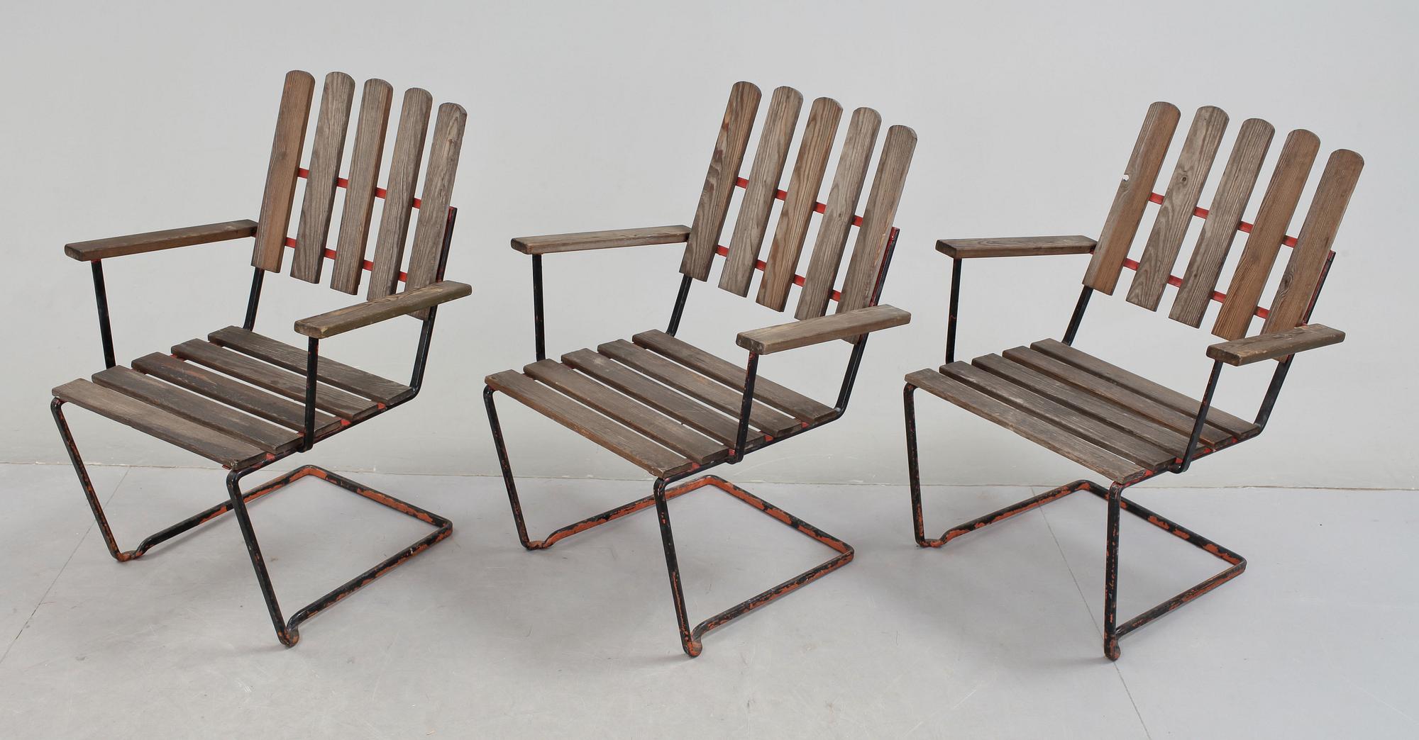 TRÄDGÅRDSSTOLAR, 3st, "A2", Grythyttan, 1900-talets mitt.