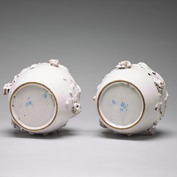 A pair of Swedish faiance jars, Marieberg, period of Ehrenreich (1758-66).