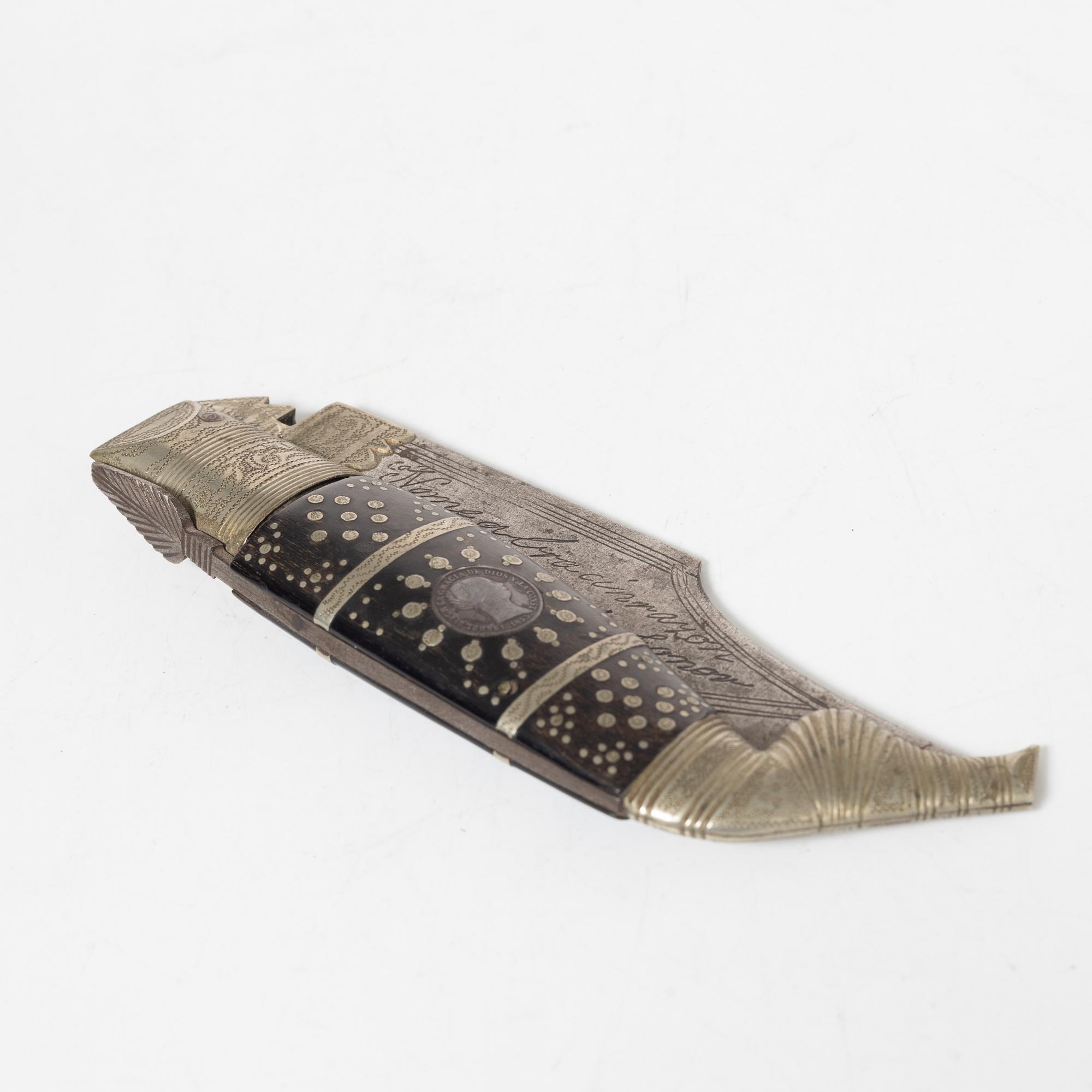 Sword Mambeli, Congo and folding knife Spain, 18th/19th century.