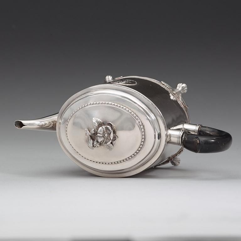 A Swedish 18th century silver tea-pot, marks of Johan Ekholm, Stockholm 1795.