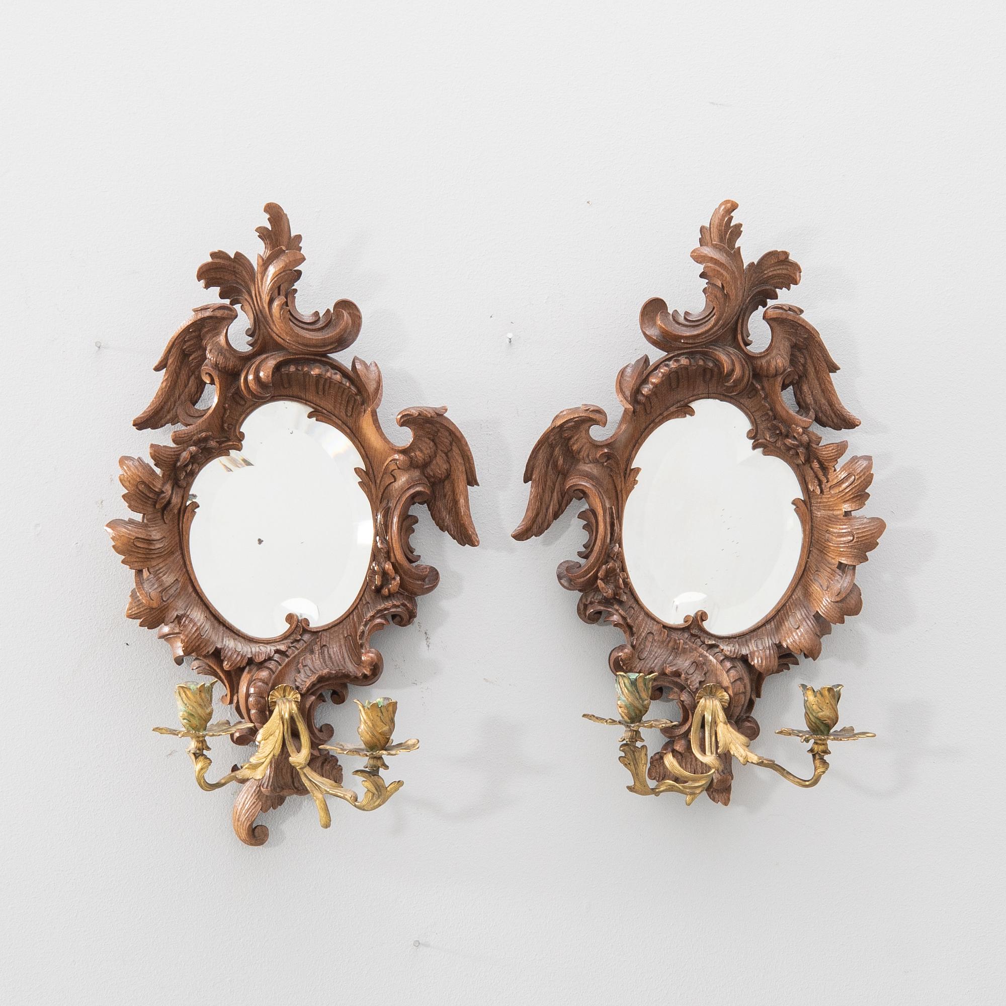 Väggappliquer ett par Louis XV-stil sent 1800-tal.