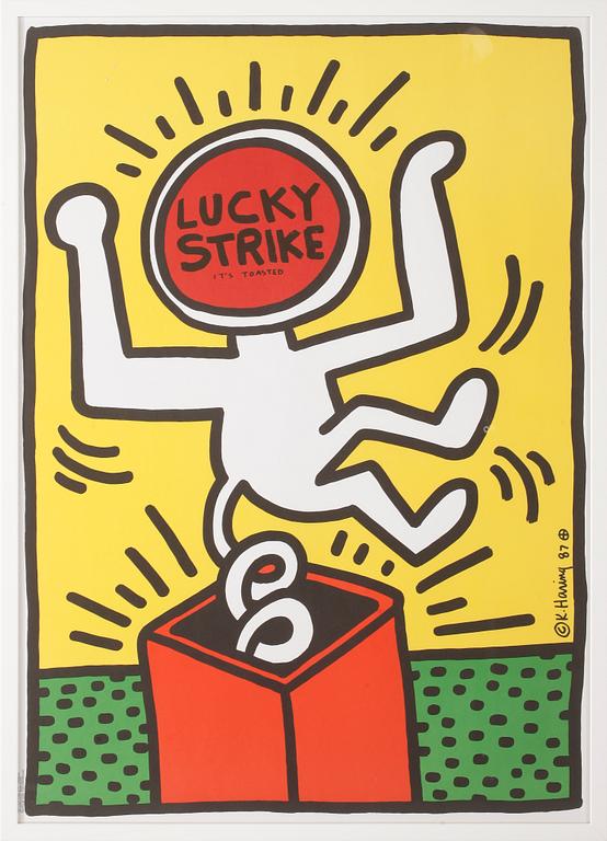 KEITH HARING, efter, "Lucky Strike", tryckt av Albin Uldry Switzerland, signerad och daterad i trycket -87.