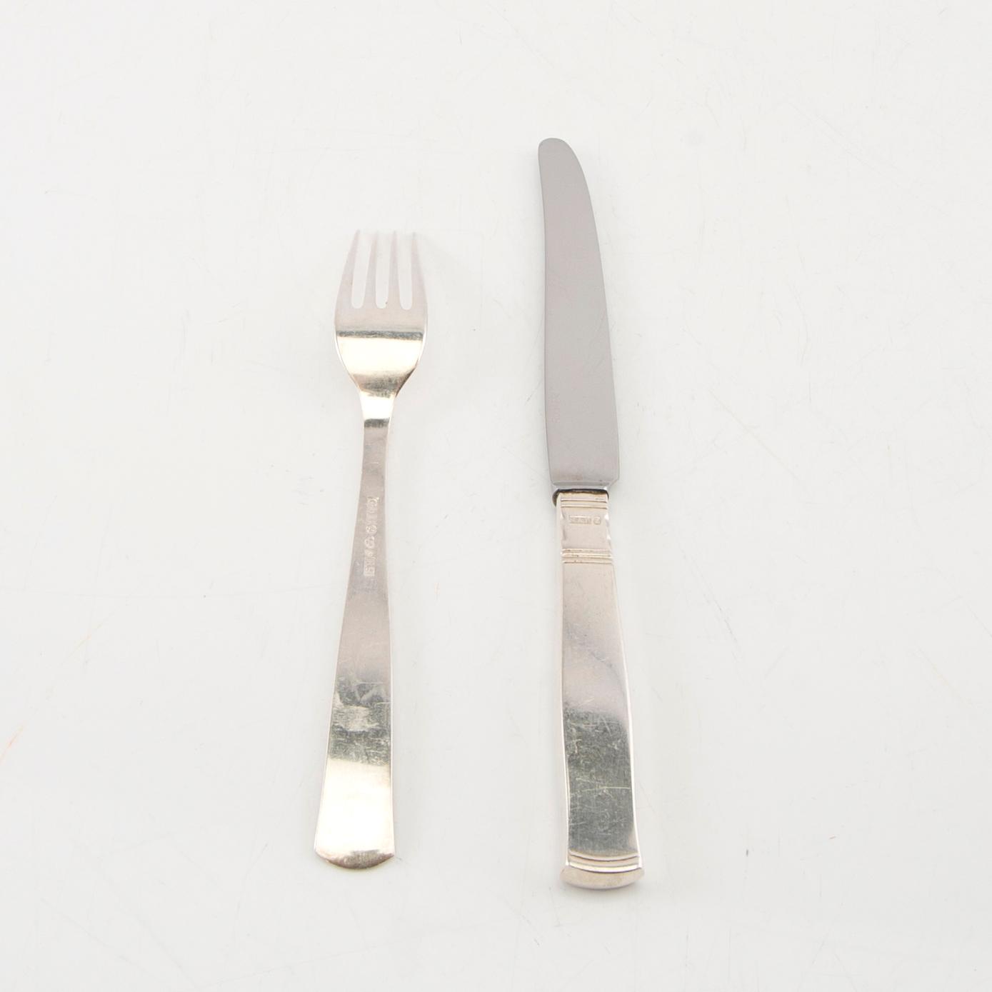 Jacob Ängman, bestick 88 delar, silver, "Rosenholm", GAB, Eskilstuna, 1950/70-tal.
