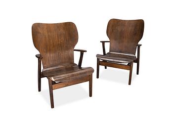 361. Ilmari Tapiovaara, A pair of 1950s 'Domus' armchairs for Keravan Puuteollisuus. Finland.