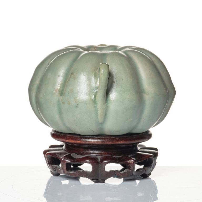 A celadon glazed water pot, Ming dynasty (1368-1644).