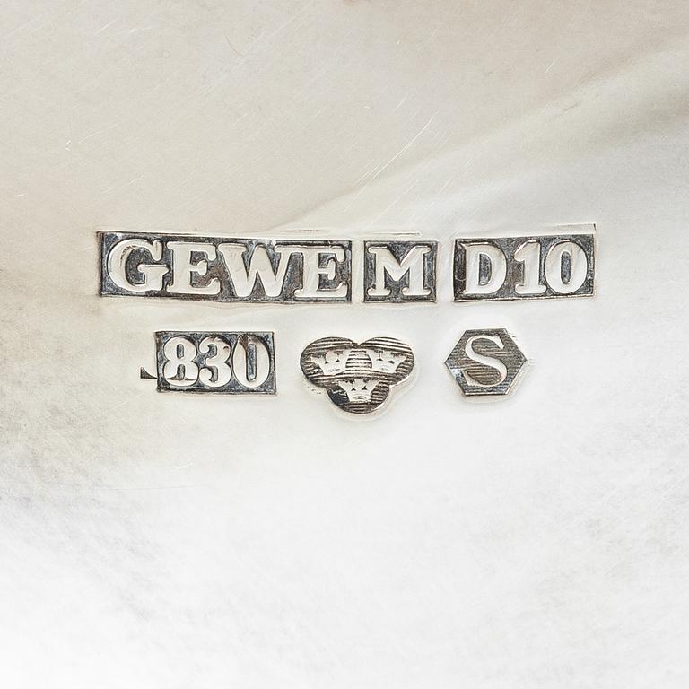 Coffee service, 3 pieces, silver, Rococo style, Gewe Silvervarufabriken Ab, Malmö 1976–78.