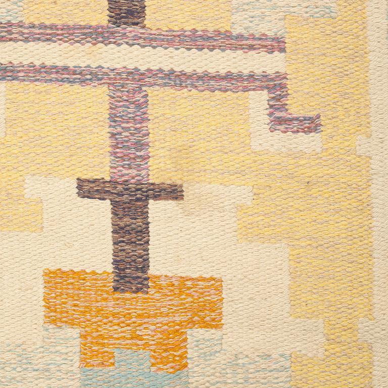 Agda Österberg, a carpet, flat weave, ca 303 x 194 cm, an embroidered signature at the back.