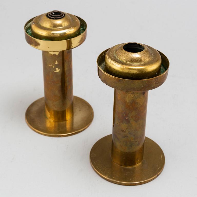 A pair of Hans-Agne Jakobson AB 20th century brass and glass lanterns for Lijeholmen candles  kupe 5:or no 131, Markaryd.