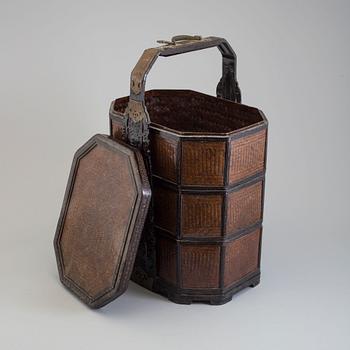 A large Chinese three-part basket with cover, 20th century.