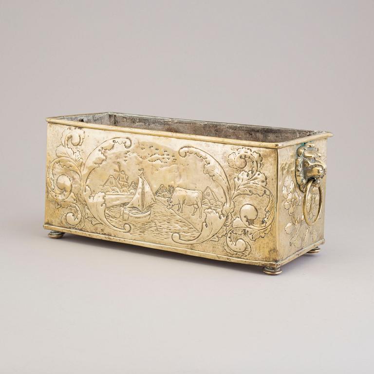 A 18th century brass jardiniere.