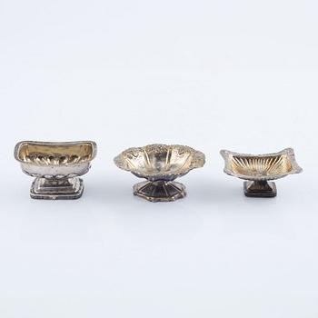 Salt cellars, 3 pcs, silver, Russia, including Moscow 1849, assay master Andrej Antonowitsch Kowalskij.