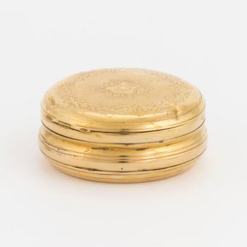 PILLERASK, 18 k guld, omkring år 1900.