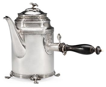 566. A Swedish 18th century silver coffee-pot, marks of Wilhelm Zimmerman, Stockholm 1797.