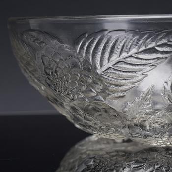 RENE LALIQUE, skål, glas, märkt R. Lalique och otydligt numrerad.