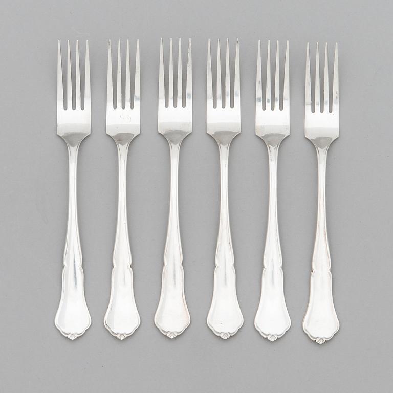 A 24-piece set of 'Chippendale' silver cutlery, Finnish hallmarks 1987-91.