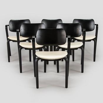 Ilmari Tapiovaara, a set of six 1960s 'Aslak' armchairs for Asko, Finland.