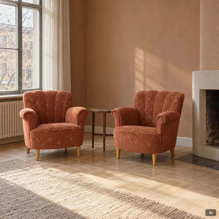 Pair of armchairs, Swedish modern, mid-20th century.