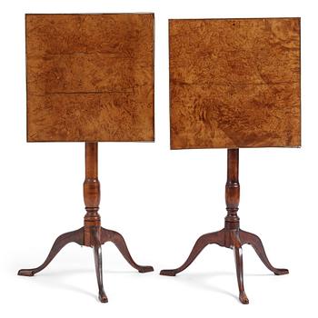 37. A pair of alder-veneered tilt-top tables by C. Hollst (master 1787-1830).