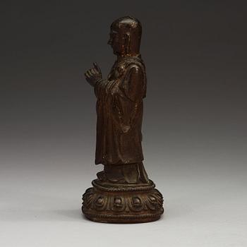 A bronze figure of a Lohan, Ming dynasty, 17th Century.