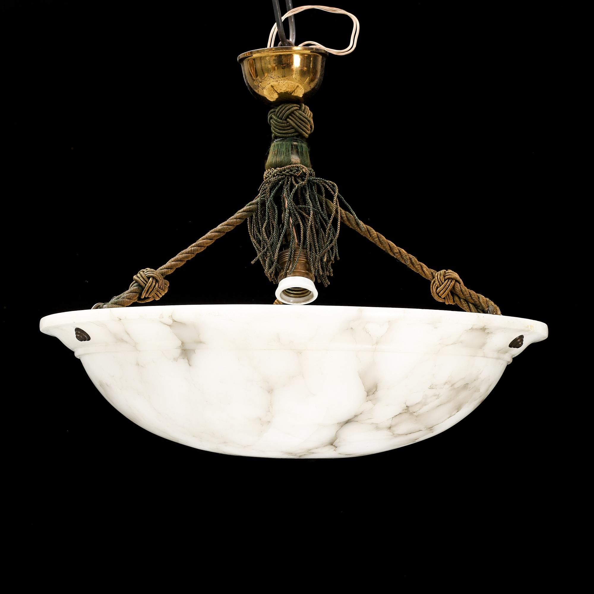 An alabaster ceiling lamp for one light bulb. !920s-1930s.