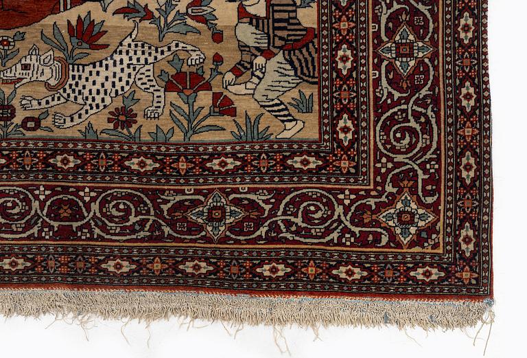 A pictoral Kashan 'Mohtasham' rug, central Persia (Iran), c. 218 x 141 cm.