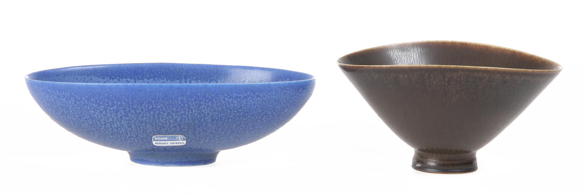 SKÅLAR, 2 st, stengods, Bernt Friberg, Gustavsberg resp Gustavsberg Hytta.