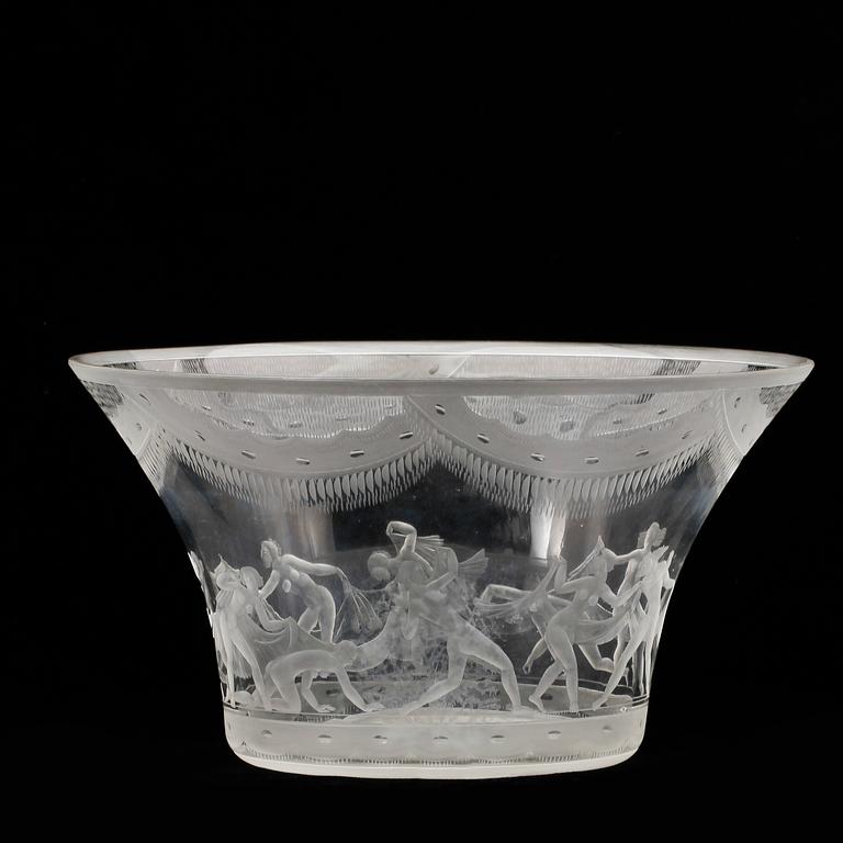 SKÅL, glas, Simon Gate, "Slöjdansen", Orrefors, 1928.