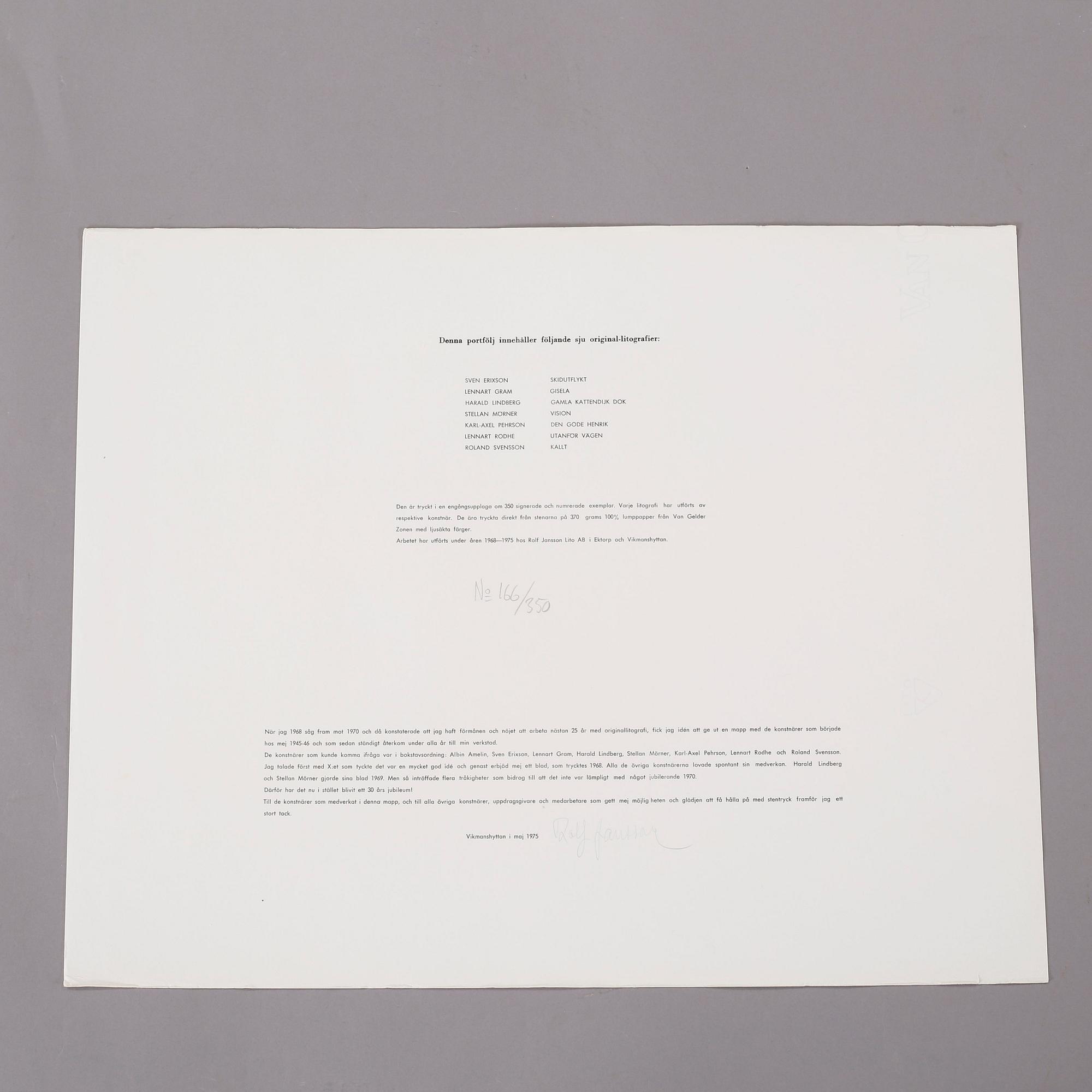 MAPP MED FÄRGLITOGRAFIER, 5 st, "Lito 30 1945 1975", numrerade 166/350.