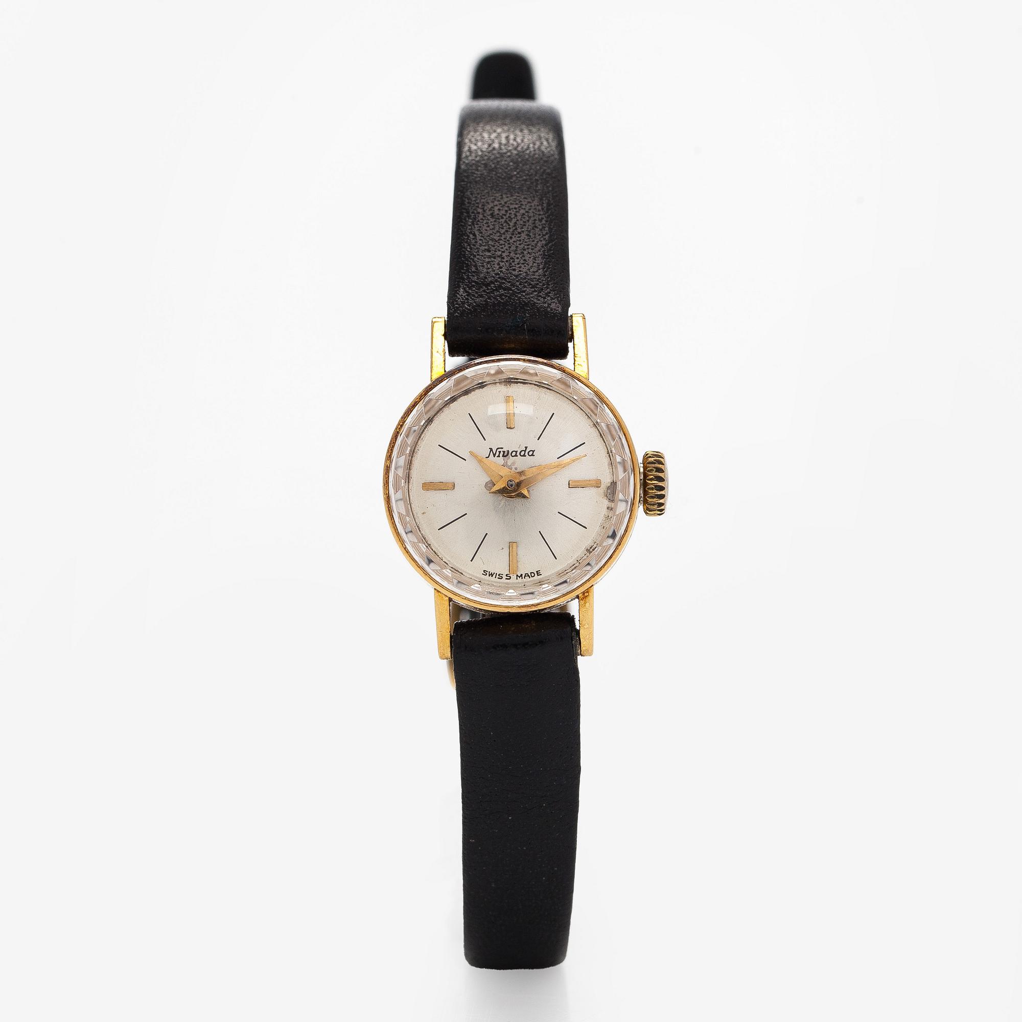 Nivada, wristwatch, 18K gold, manual winding.