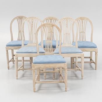 An assembled suite of six Gustavian chairs, two signed by C. J. Wadström (master 1788-1816).